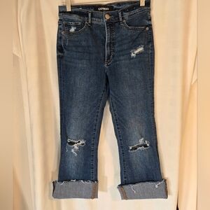 Express Women's Cropped Distressed Denim Jeans